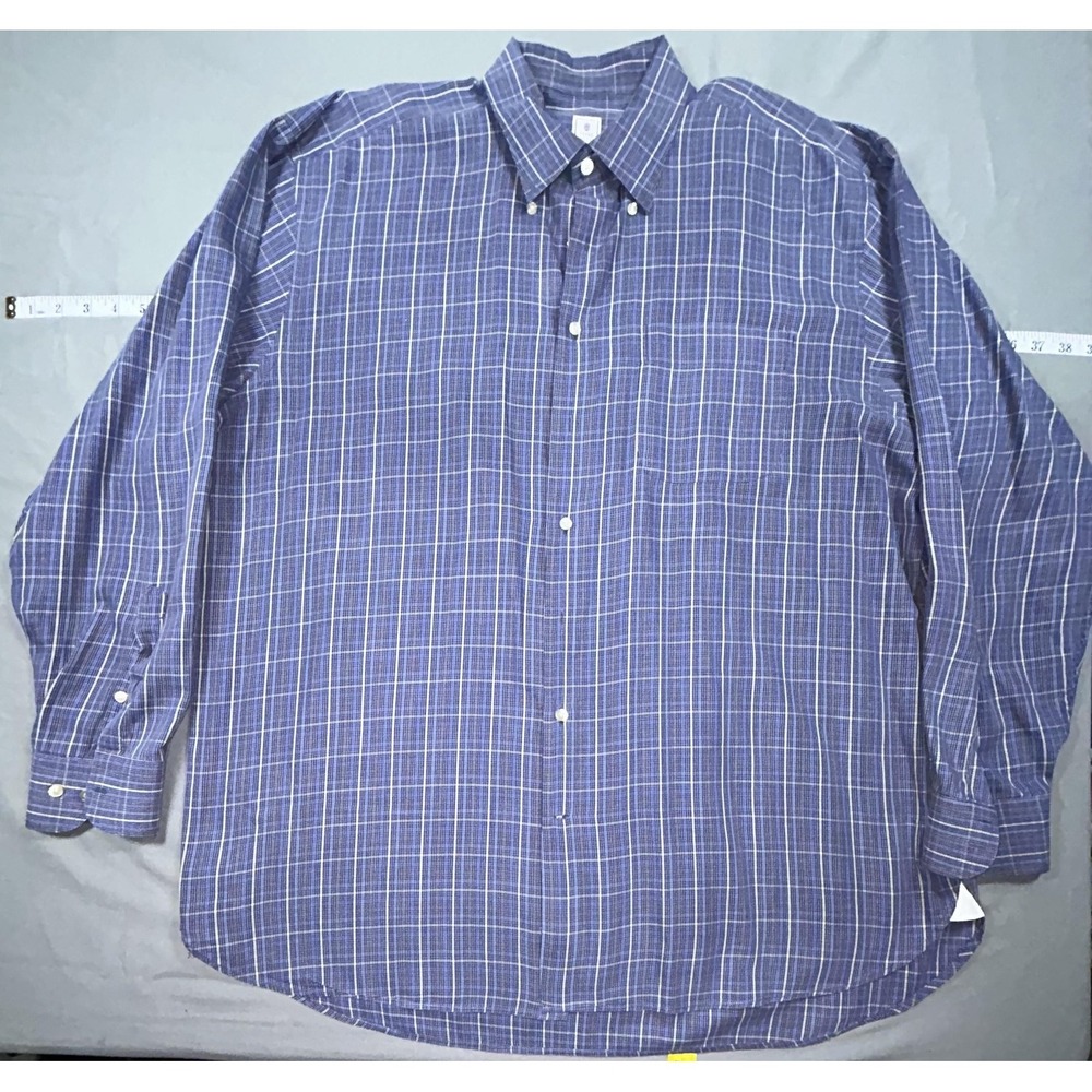 Peter Millar Shirt Mens XL Blue Plaid Cotton‎ Long Sleeve Button Up Casual Woven